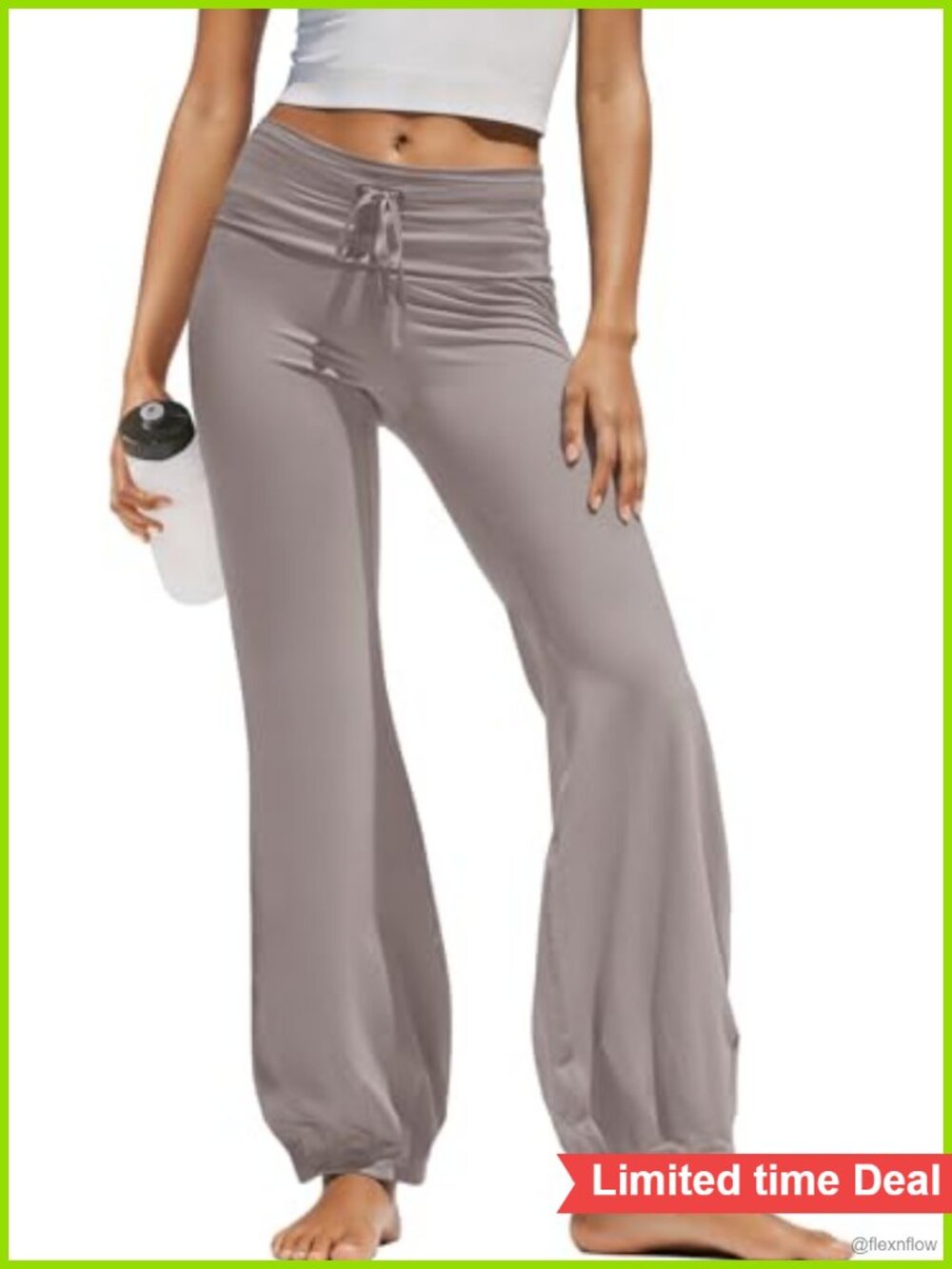 Wide Leg Flare Yoga Pants High Waisted Tummy Control Drawstring Athletic